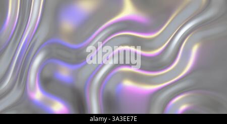 Irisierend wellig abstrakter Hintergrund 3D-Rendering Stockfoto