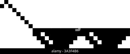 Lustige Pixelige Sonnenbrille. Einfache lineare Abbildung einer 8-Bit-Boss-Brille mit schwarzem Pixel. Stilvolle Brille, tolles Design für jeden Zweck auf weißem Hintergrund Stock Vektor