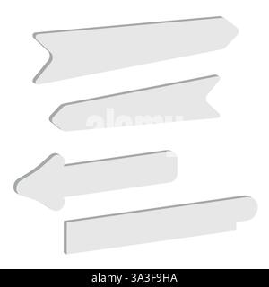 Ein Satz gerader Pfeile in verschiedenen Formen für Straßenschilder. Realistische 3D-Vektordarstellung isoliert auf weiß. Stock Vektor