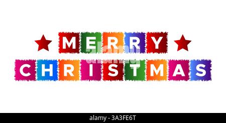 Frohe Weihnachtsbriefe in bunten quadratischen Würfeln Stock Vektor
