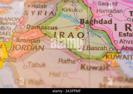 Irak Auf Der Weltkarte Bunte Geo Politische Weltkarte Stockfoto