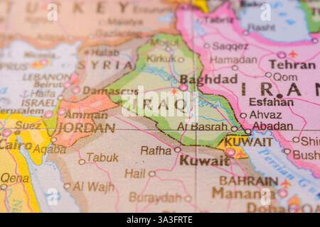 Irak Auf Der Weltkarte Bunte Geo Politische Weltkarte Stockfoto