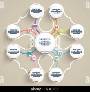 Abstrakte nummerierte Formen, flache Elemente von Infografiken. Stock Vektor