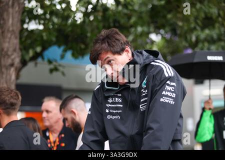 Malbourne, Australien. Februar 2025. 19/2025 - Toto Wolff (AUT) - Leiter des Mercedes F1-Teams während des Rennens - Formel 1 Louis Vuitton Australian Grand Prix 2025; Albert Park, Melbourne, Australien, 14. Bis 16. März 2025 (Foto: Alessio de Marco/SIPA USA) Credit: SIPA USA/Alamy Live News Stockfoto