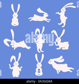 Symbol für die Osterhasen-Kollektion. Silhouette Cartoon Hase Stock Vektor