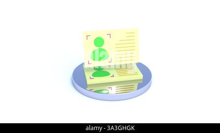 Gelbes 3D-Rendering für Personalausweis-Geschäftsbanner Stockfoto