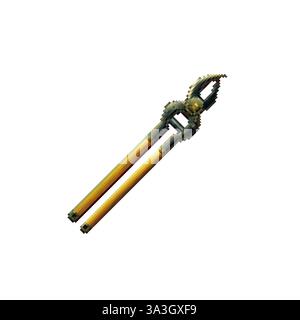 Vektor der Baumschere. Pixel-Gartenschere zum Beschneiden von Pflanzen. Gartenschere mit langem Griff. Gartengeräte Zangen Vektor. Vektor-Symbol im Stil der 80er Jahre Stock Vektor