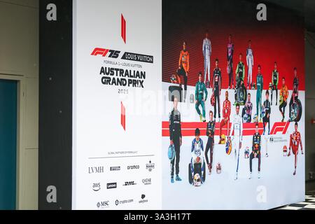 Melbourne, Australien. März 2025. MELBOURNE, AUSTRALIEN – 16. MÄRZ: Offizielles Poster des F1 Grand Prix von Australien auf dem Albert Park Circuit am 15. März 2025 in Melbourne, Australien. (Foto: Qian Jun/Paddocker) Credit: Jun QIAN/Alamy Live News Stockfoto