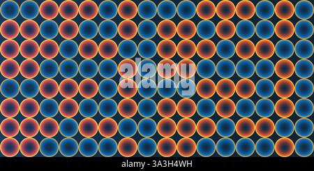 Abstraktes, teilweise verblasstes Punktmuster, große kreisförmige Verlaufsformen mit den Farben Blau, Braun, Rot und Orange - geometrische Mosaikstruktur - Vect Stock Vektor