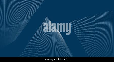 Ein eleganter blauer abstrakter Hintergrund mit konvergierenden Linien und glatten Verläufen. Das dynamische Design und die subtilen Übergänge sorgen für ein optisch ansprechendes und Stock Vektor