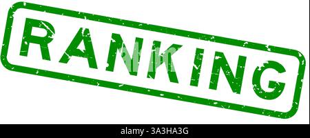 Grunge grünes Ranking Wort quadratischer Gummisiegelstempel auf weißem Hintergrund Stock Vektor