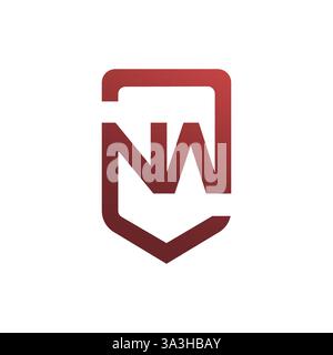Ursprünglicher NW-Buchstabe mit Shield-Stil-Logo-Vorlagenvektor. Initial NW Shield Logo Monoline Stil, modernes und luxuriöses Monogramm Logo Design Stock Vektor