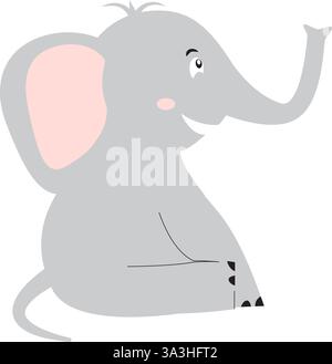 Lächelndes Elefantenbaby im Cartoon-Stil. Vektorabbildungen mit transparentem Hintergrund. Stock Vektor