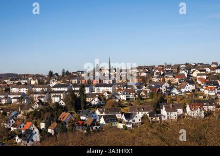 Blick auf Wetter-Grundschoettel, Wetter an der Ruhr, Ruhrgebiet, Nordrhein-Westfalen, Deutschland. Blick nach Wetter-Grundschoettel, Wetter an der R Stockfoto