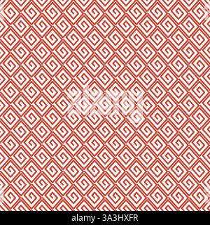 Nahtlose japanische Musterlinie Art Umriss Stil mit roter Farbe, Vektorillustration Stock Vektor