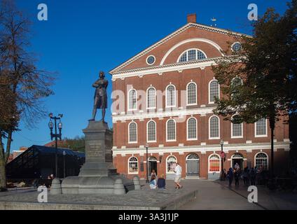Das historische Backsteinhaus Faneuil Hall Marketplace am Freedom Trail, Boston, Massachusetts, USA Stockfoto