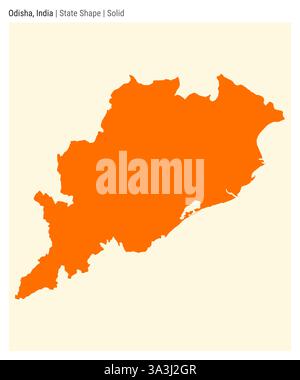 Odisha, Indien. Einfache Vektordarstellung. Statusform. Solide Ausführung. Grenze von Odischa. Vektorabbildung. Stock Vektor