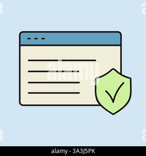 Internet-Sicherheitsvektorsymbol. Webseite mit Schutzschild. Sicherheitsschild. Diagrammsymbol für Ihr Website-Design, Logo, App, UI Stock Vektor