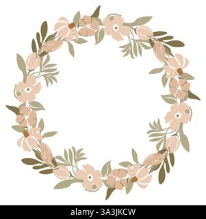 Ein Blumenkranz mit weißem Hintergrund. Stock Vektor