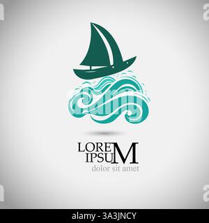 Logo SEA und Boot. Nicht AI, Vektorillustration Stock Vektor