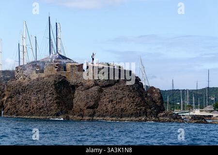 Nelson's Dockyard - Fort Berkeley, erbaut auf einer Halbinsel am Eingang zum English Harbour in der Gemeinde Saint Paul in Anrigua. Stockfoto