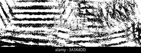 Ein abstraktes Schwarz-weiß-Muster mit faszinierenden Streifen und Texturelementen Stockfoto
