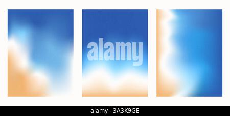 Verschwimmen Sie exotische Küstengradienten mit Lärm. Blau körnige Hintergründe mit Abstufung. Abstraktes Meerwasser im Hintergrund. Meer und Wellen. Vektor-tropische Summe Stock Vektor