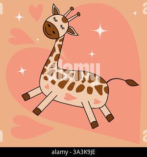 Süße Giraffe in Liebe lustige Cartoon-Figur Stock Vektor