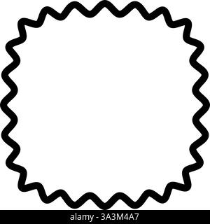 Welliges Eichhörnchen oder Quadrat mit abgerundetem Rahmen. Einfache geometrische Wackelform isoliert auf weißem Hintergrund. Leeres Tag oder Box Template mit leerem Platz. Vektorgrafik. Stock Vektor