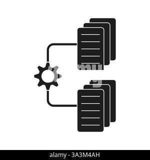 Ordnersymbol. Symbol für Synchronisierung der Zahnräder. Abbildung der Datenübertragung. Vektordatei signieren. Stock Vektor
