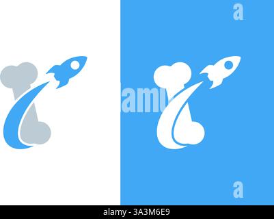 Kombination aus menschlichem Knochen und Raketenlogo. Einzigartige Chiropraktik-Logotypentwurfsvorlage. Stock Vektor