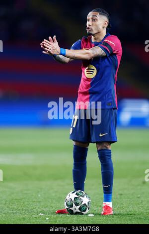 Barcelona, Spanien. Quelle: D. 11. März 2025. Raphinha (Barcelona) Fußball/Fußball: UEFA Champions League-Spiel zwischen dem FC Barcelona 3-1 Benfica bei den Estadi Olimpic Lluis Companys in Barcelona, Spanien. Quelle: D . Nakashima/AFLO/Alamy Live News Stockfoto
