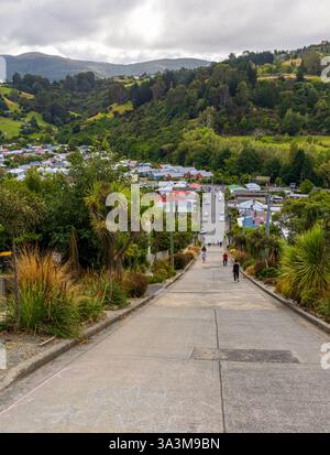 Baldwin Street in Dunedin als steilste Straße der Welt, Neuseeland Stockfoto