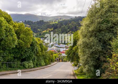 Baldwin Street in Dunedin als steilste Straße der Welt, Neuseeland Stockfoto