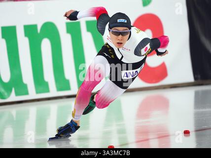 Wataru Morishige (JPN) auf 500-m-Männern während der ISU World Speed Skating Single Distance Championships am 14. März 2025 im Vikingskipet in Hamar, Norwegen Credit: SCS/Soenar Chamid/AFLO/Alamy Live News Stockfoto