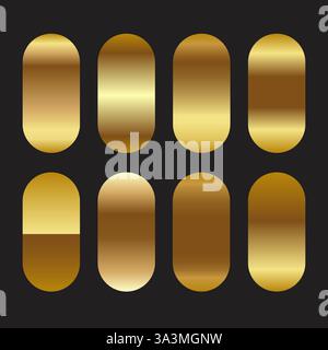 Goldene ovale Folie Farbverlauf Textur Hintergrund. Set-Schablone aus Gold, Kupfer. Vektorabbildung Stock Vektor