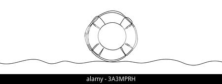 Eine durchgehende Linienzeichnung von Lifebuoy. Handgezeichneter bearbeitbarer Kontur. Stock Vektor