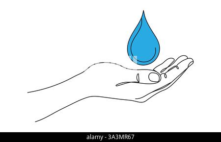 Einzelne, durchgehende Zeigefalzen fangen die Wassertröpfchen auf. Wassertropfen markieren das Ende der Trockenzeit. Reichlich Wasser. Erhöhen Sie Ihre Dankbarkeit. Welt W Stock Vektor