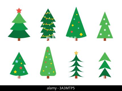 Tannenset für Weihnachtskarten Stock Vektor