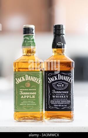 2. Februar 2025: Calgary Alberta Canada – Flaschen Jack Daniels Whiskey Stockfoto