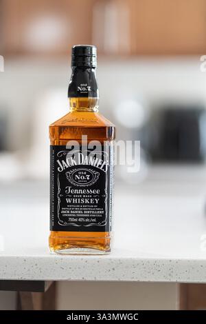 2. Februar 2025: Calgary Alberta Canada – Flaschen Jack Daniels Whiskey Stockfoto