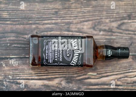 2. Februar 2025: Calgary Alberta Canada – Flaschen Jack Daniels Whiskey Stockfoto