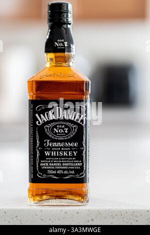 2. Februar 2025: Calgary Alberta Canada – Flaschen Jack Daniels Whiskey Stockfoto