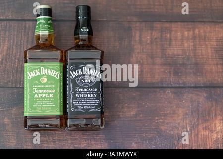 2. Februar 2025: Calgary Alberta Canada – Flaschen Jack Daniels Whiskey Stockfoto