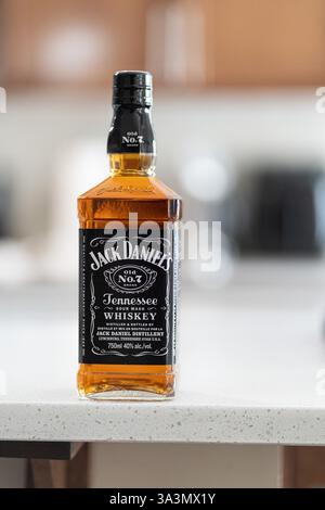 2. Februar 2025: Calgary Alberta Canada – Flaschen Jack Daniels Whiskey Stockfoto