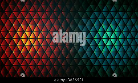 Nahaufnahme einer Ampel mit Textur. Roter, grüner Ampel-konzeptueller Vektor-Hintergrund. Rotes und grünes Dreieck-Facettenglas. Abstraktion Tech Leuchten ca. Stock Vektor