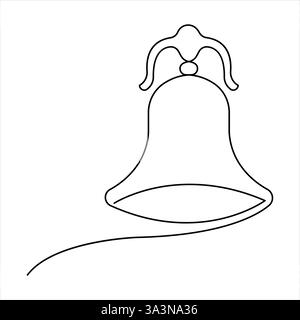 Glocke durchgehende einzeilige Zeichnung des Vektors. Umriss der Illustration der linearen Konstruktion von Bell Stock Vektor