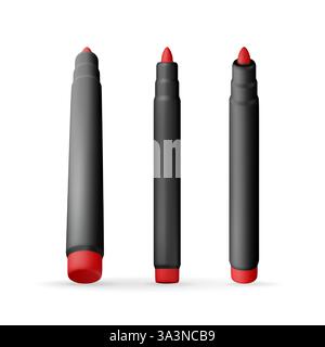 3D-Satz Marker, isoliert auf weiß Stock Vektor
