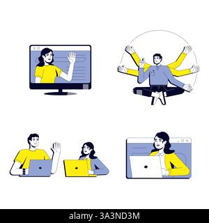 Team Work Vektor Illustration Konzept Set Stock Vektor