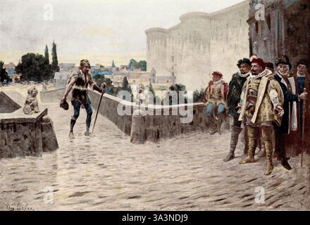 Szene aus Francois Rabelais Gargantua und Pantagruel von Jules Garnier. Kapitel 2.IX. – Wie Pantagruel Panurge fand, den er sein ganzes Leben lang liebte. Stockfoto